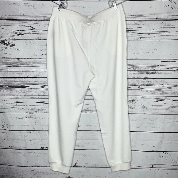 Badgley Mischka NWT Sz XL White Elastic Waistband French Terry Jogger Sweatpants - Picture 3 of 5